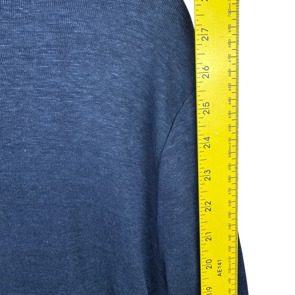 J Jill Cardigan Sweater‎ Large Love Linen Blue 100% Linen Open Front Long Sleeve